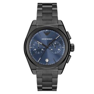 Emporio Armani Men’s Quartz Black Stainless Steel Blue Dial 43mm Watch AR11561