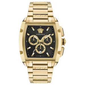 Versace Men’s Quartz Swiss Made Gold Stainless Steel Black Dial 42mm Watch VE6H00523