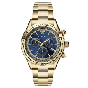 Versace Men’s Quartz Swiss Made Gold Stainless Steel Blue Dial 44mm Watch VEV700619