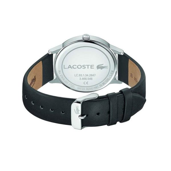 Lacoste Men’s Quartz Black Leather Strap Blue Dial 41mm Watch 2011034