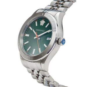 Versace Men’s Quartz Swiss Made Silver Stainless Steel Green Dial 42mm Watch VEVK01021