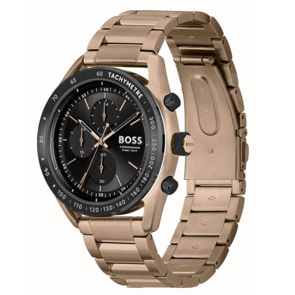 Hugo Boss Men’s Quartz Gold Stainless Steel Black Dial 44mm Watch 1514027