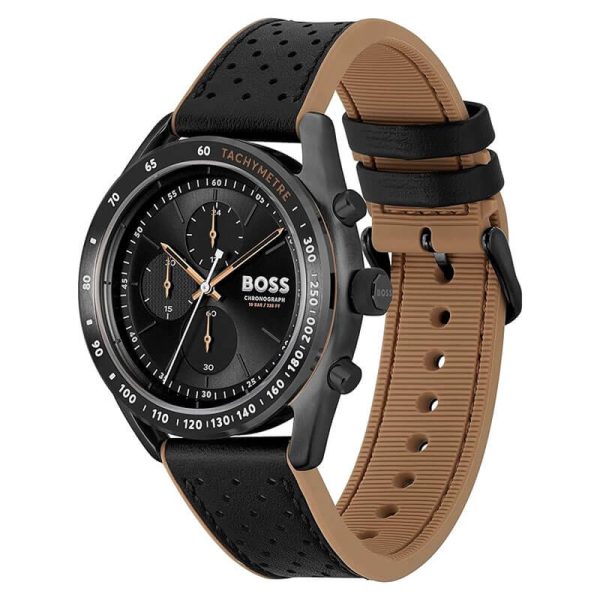 Hugo Boss Men’s Quartz Black Hybrid Strap Black Dial 44mm Watch 1514022