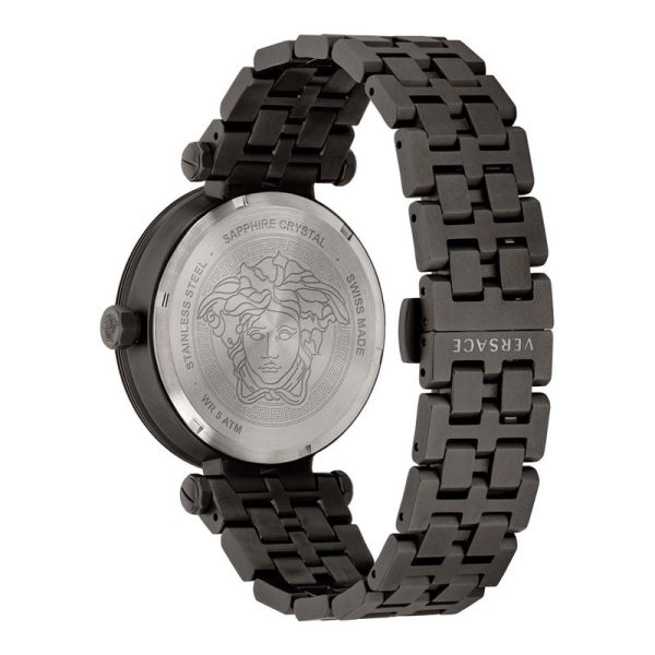 Versace Men’s Quartz Swiss Made Black Stainless Steel Blue Dial 43mm Watch VEZ300621