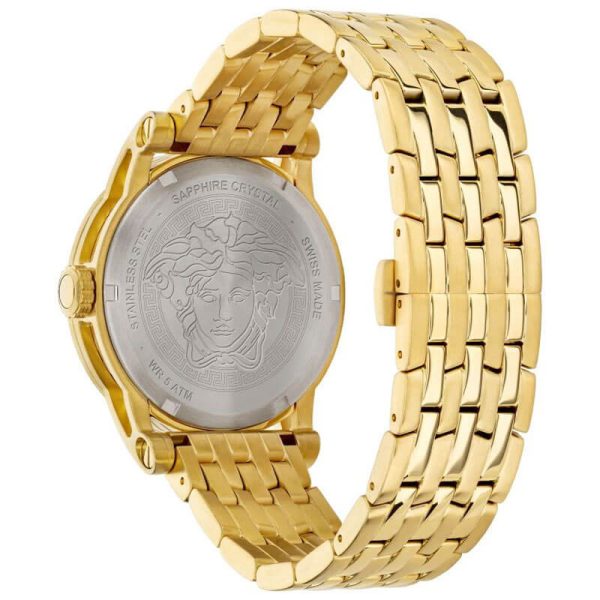 Versace Men’s Quartz Swiss Made Gold Stainless Steel Silver Dial 41mm Watch VEPO00420