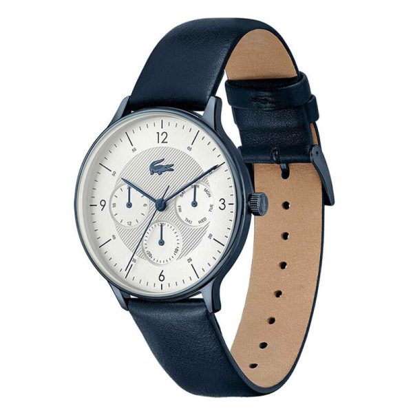 Lacoste Men’s Quartz Blue Leather Strap White Dial 42mm Watch 2011140