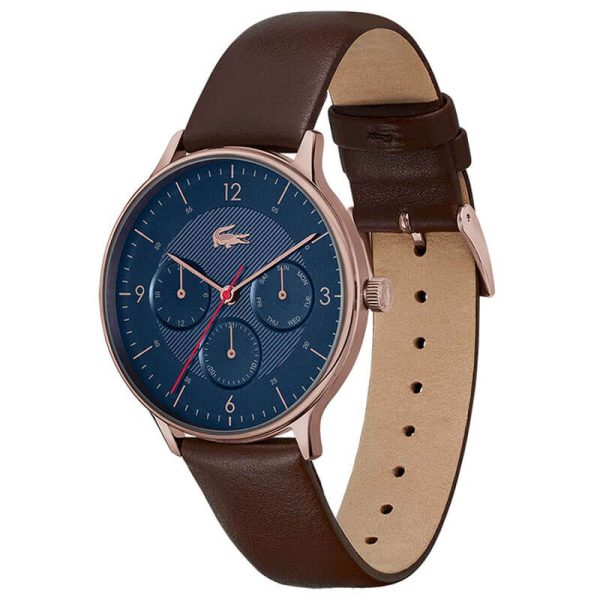 Lacoste Men’s Quartz Brown Leather Strap Blue Dial 42mm Watch 2011141