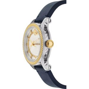 Versace Men’s Quartz Swiss Made Blue Leather Strap Silver Dial 41mm Watch VEPO00120