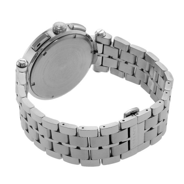 Versace Men’s Quartz Swiss Made Silver Stainless Steel Black Dial 45mm Watch VE1D01019