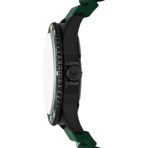 Emporio Armani Men’s Quartz Green Silicone Strap Black Dial 42mm Watch AR11464