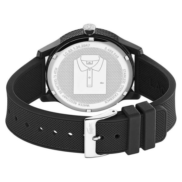 Lacoste Men’s Quartz Black Silicone Strap Black Dial 42mm Watch 2010986