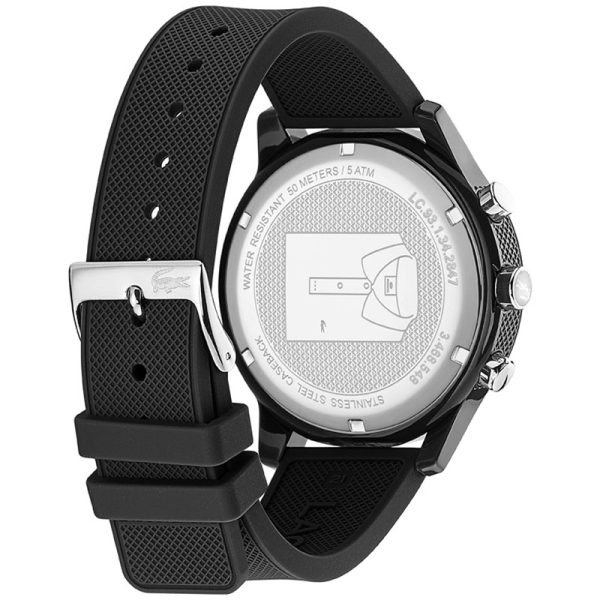 Lacoste Men’s Quartz Black Silicone Strap Black Dial 44mm Watch 2010972