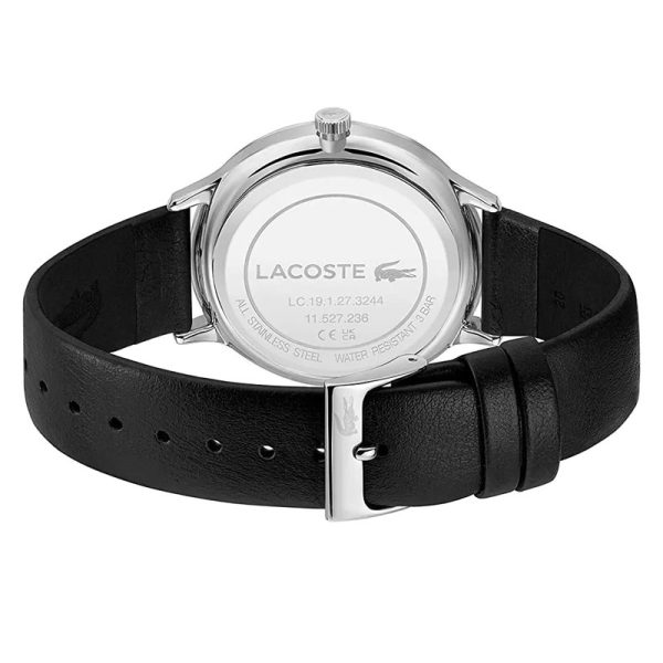Lacoste Men’s Quartz Black Leather Strap Black Dial 42mm Watch 2011226