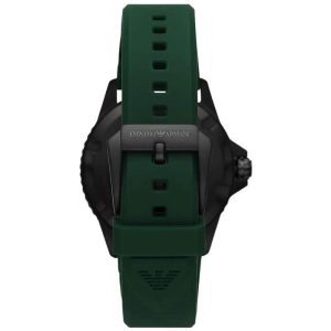 Emporio Armani Men’s Quartz Green Silicone Strap Black Dial 42mm Watch AR11464