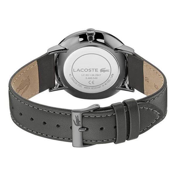 Lacoste Men’s Quartz Grey Leather Strap Grey Dial 40mm Watch 2011059