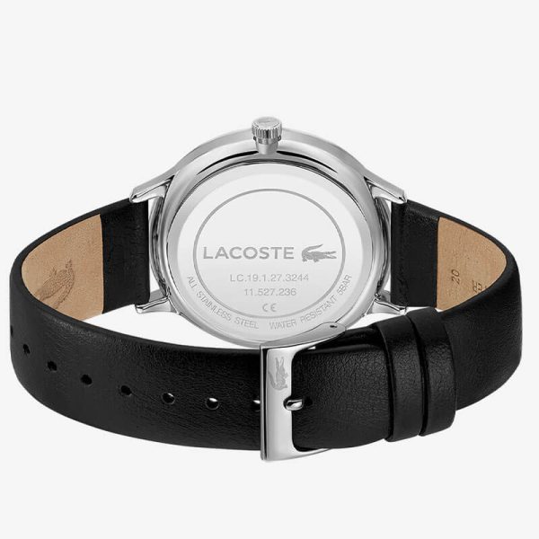 Lacoste Men’s Quartz Black Leather Strap Black Dial 42mm Watch 2011139