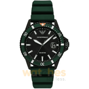 Emporio Armani Men’s Quartz Green Silicone Strap Black Dial 42mm Watch AR11464