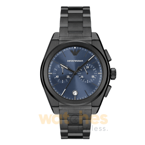 Emporio Armani Men’s Quartz Black Stainless Steel Blue Dial 43mm Watch AR11561