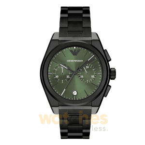 Emporio Armani Men’s Quartz Black Stainless Steel Green Dial 43mm Watch AR11562