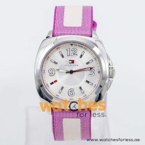 Tommy Hilfiger Women’s Quartz White & Purple Nylon Strap Silver Sunray Dial 38mm Watch 1781335/1