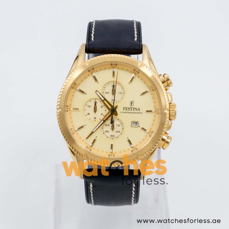 Festina Men’s Quartz Black Hybrid Strap Gold Dial 43mm Watch F20419 ...
