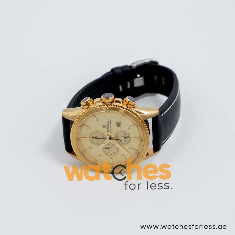 Festina Men’s Quartz Black Hybrid Strap Gold Dial 43mm Watch F20419 ...