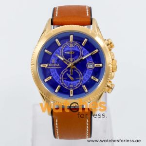 Festina Men’s Quartz Camel Brown Hybrid Strap Blue Dial 43mm Watch F20418/1
