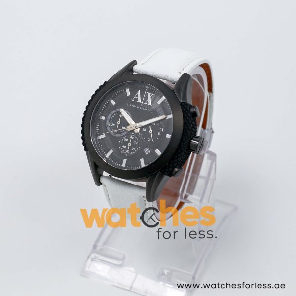 Armani Exchange Men’s Quartz White Leather Strap Black Dial 47mm Watch AX1223