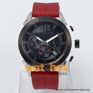 Armani Exchange Men’s Quartz Maroon Silicone Strap Black Dial 47mm Watch AX1225/1