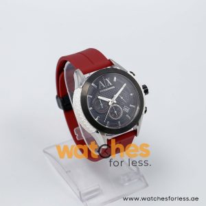 Armani Exchange Men’s Quartz Maroon Silicone Strap Black Dial 47mm Watch AX1225/1