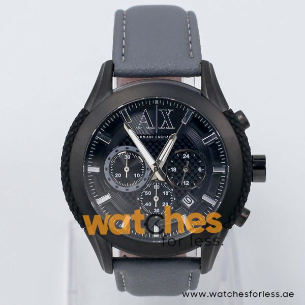 Armani Exchange Men’s Quartz Grey Leather Strap Black Dial 47mm Watch AX1223/3