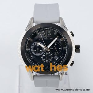 Armani Exchange Men’s Quartz Light Grey Silicone Strap Black Dial 47mm Watch AX1225/3