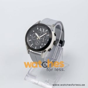 Armani Exchange Men’s Quartz Light Grey Silicone Strap Black Dial 47mm Watch AX1225/3