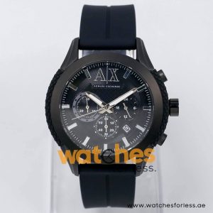 Armani Exchange Men’s Quartz Black Silicone Strap Black Dial 47mm Watch AX1223/1