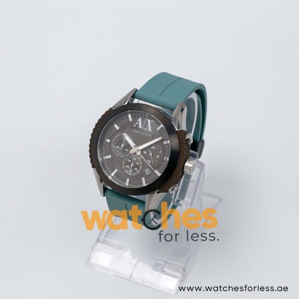 Armani Exchange Men’s Quartz Sea Green Silicone Strap Grey Dial 47mm Watch AX1224/4