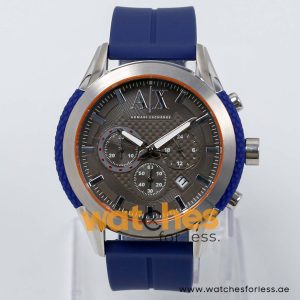 Armani Exchange Men’s Quartz Blue Silicone Strap Grey Dial 47mm Watch AX1386/2