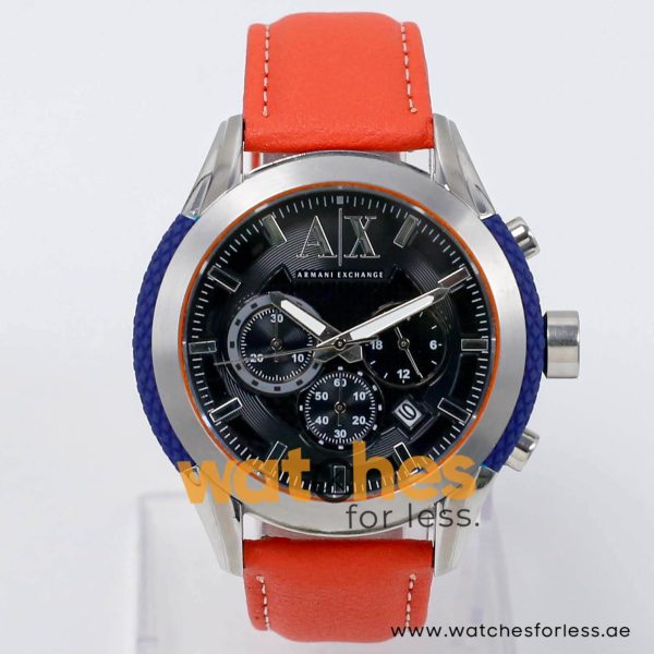 Armani Exchange Men’s Quartz Orange Leather Strap Black Dial 47mm Watch AX1386