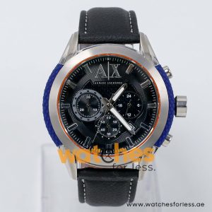 Armani Exchange Men’s Quartz Black Leather Strap Black Dial 47mm Watch AX1386/3