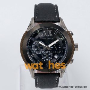 Armani Exchange Men’s Quartz Black Leather Strap Black Dial 47mm Watch AX1224/2