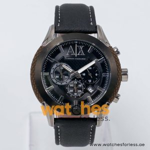 Armani Exchange Men’s Quartz Black Leather Strap Black Dial 47mm Watch AX1224/2