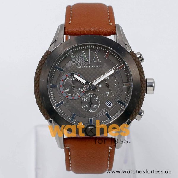 Armani Exchange Men’s Quartz Brown Leather Strap Grey Dial 47mm Watch AX1224