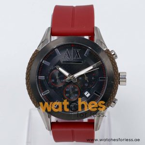 Armani Exchange Men’s Quartz Maroon Silicone Strap Black Dial 47mm Watch AX1224/3