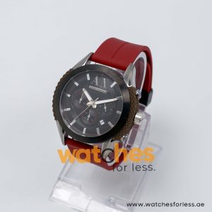 Armani Exchange Men’s Quartz Maroon Silicone Strap Black Dial 47mm Watch AX1224/3