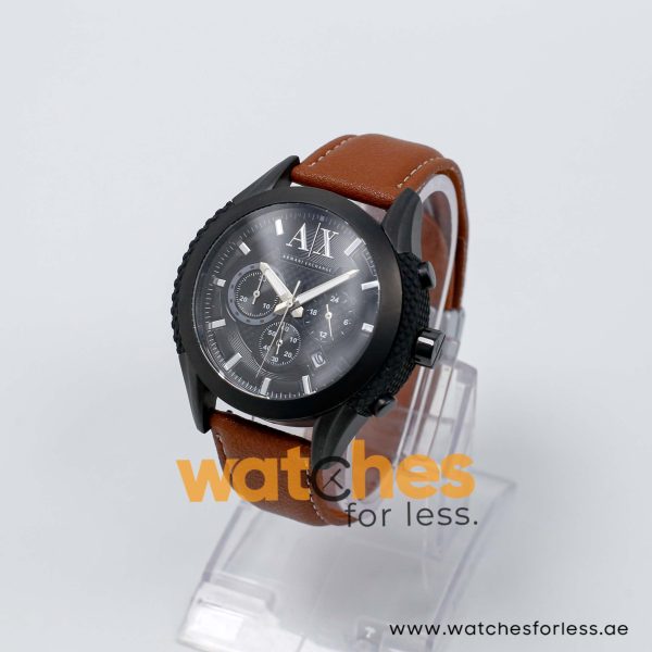 Armani Exchange Men’s Quartz Brown Leather Strap Black Dial 47mm Watch AX1223/2