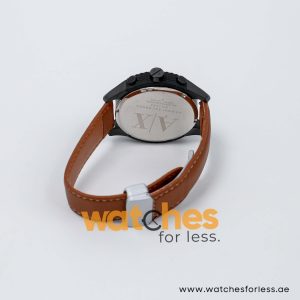 Armani Exchange Men’s Quartz Brown Leather Strap Black Dial 47mm Watch AX1223/2