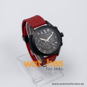 Armani Exchange Men’s Quartz Maroon Silicone Strap Grey Dial 47mm Watch AX1212/2