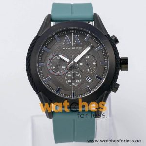 Armani Exchange Men’s Quartz Sea Green Silicone Strap Grey Dial 47mm Watch AX1212/3