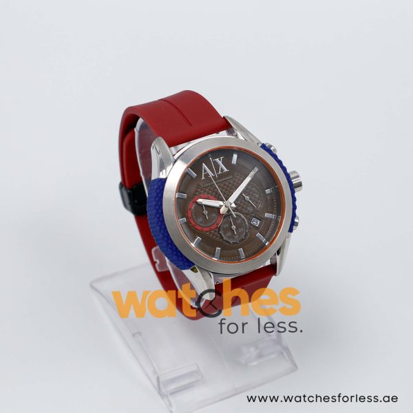 Armani Exchange Men’s Quartz Maroon Silicone Strap Brown Dial 47mm Watch AX1386/4