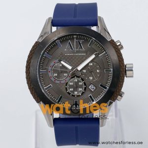 Armani Exchange Men’s Quartz Blue Silicone Strap Grey Dial 47mm Watch AX1224/1