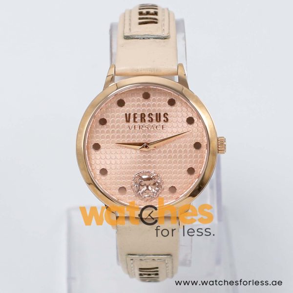 Versus by Versace Women’s Quartz Cream Leather Strap Rose Gold Dial 36mm Watch VSP021311